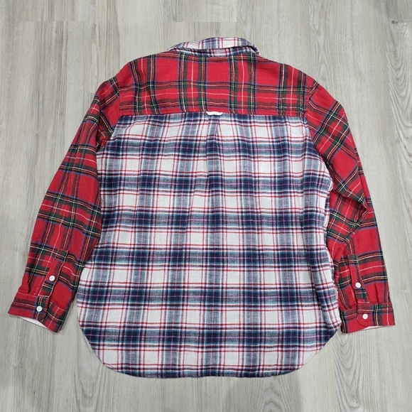 American Eagle Soft Patchwork Oversized Flannel Button Up Shirt Size M - Picture 3 of 4
